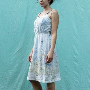 VINTAGE 1980s | White Floral Summer Dress